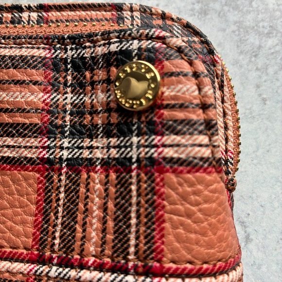 Steve Madden Plaid Dual Zip Wristlet Clutch in Red and Brown - Picture 4 of 14
